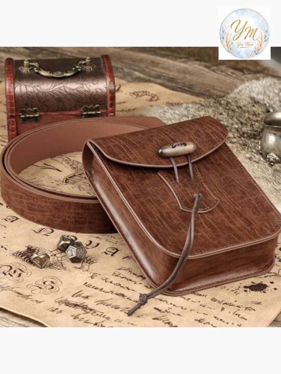 Medieval Faux Leather Belt Bag Renaissance Waist Pouch Cosplay Ren Faire Purse main image 6